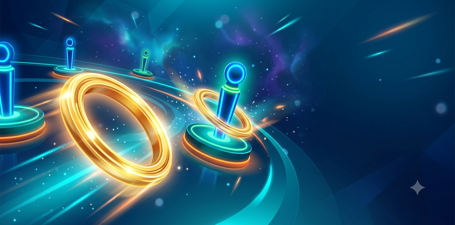 3D Ring Toss – glowing rings flying toward neon targets